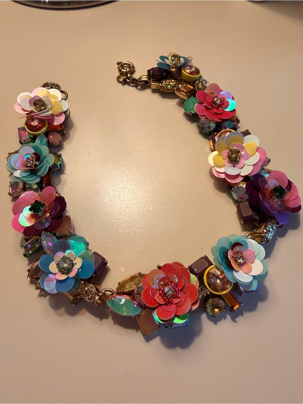 J. Crew Multicolor Sequin Floral Statement Necklace - Picture 4 of 5